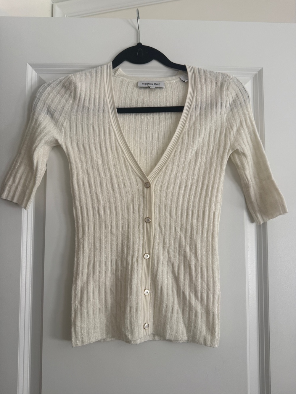 Veronica Beard Calliope ribbed-knit top sz XS